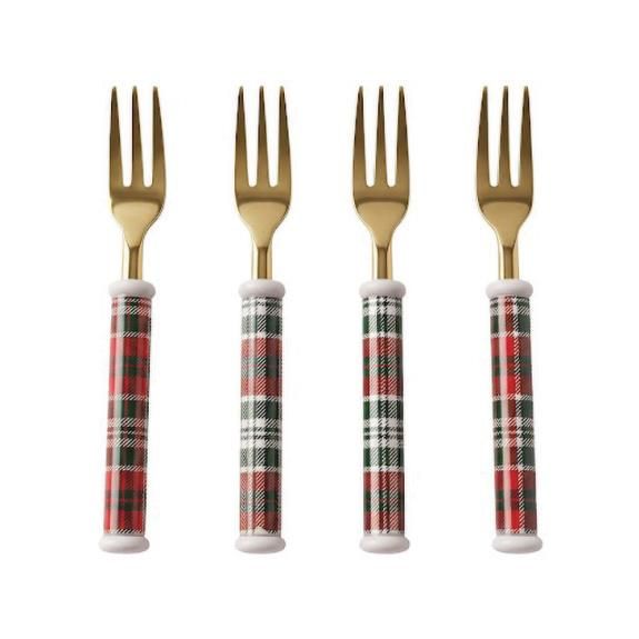 Plaid Enamel Forks - Set of 4