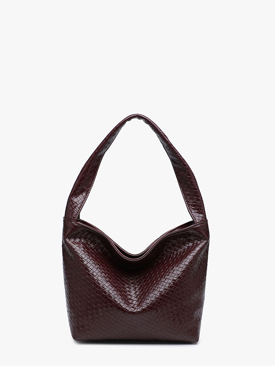 Selena Woven Hobo Bag, Color: Sangria