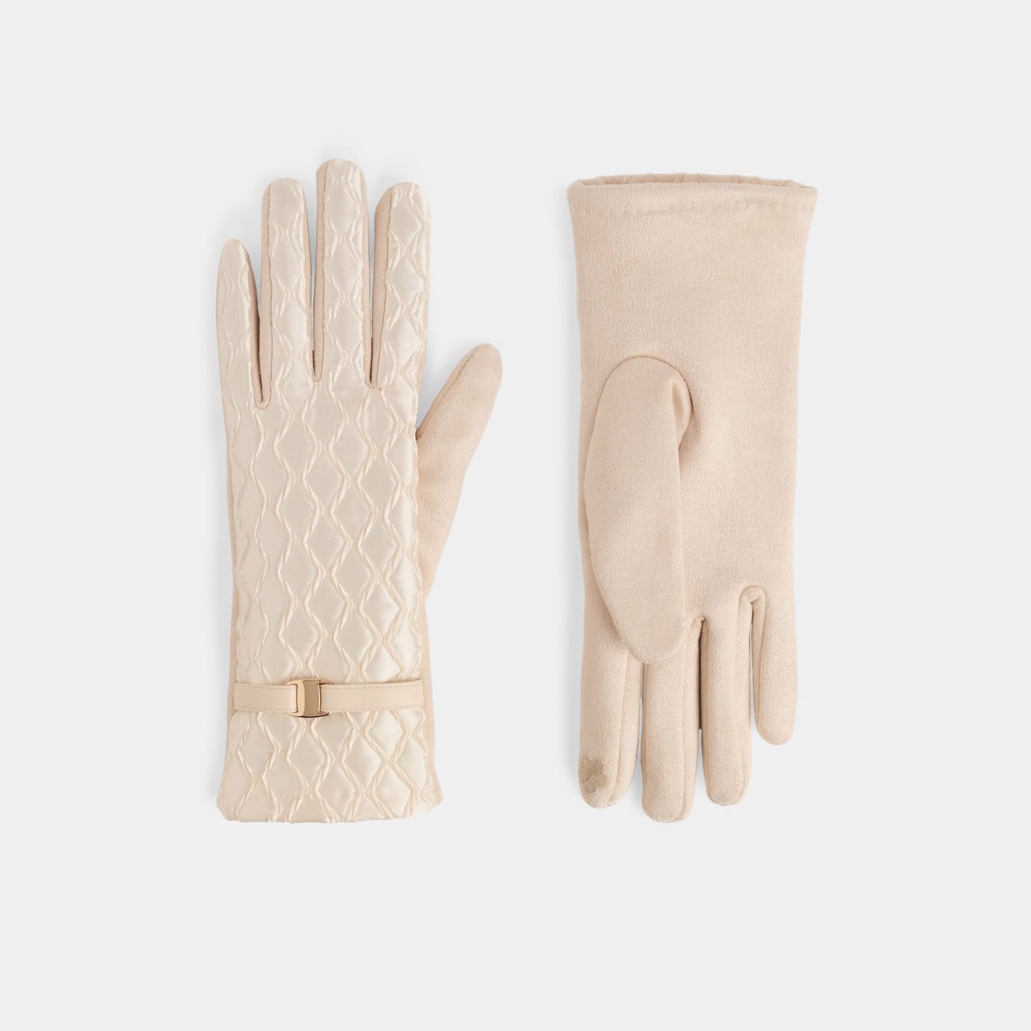 Crinkle Wave Touchscreen Gloves, Color: Winter White