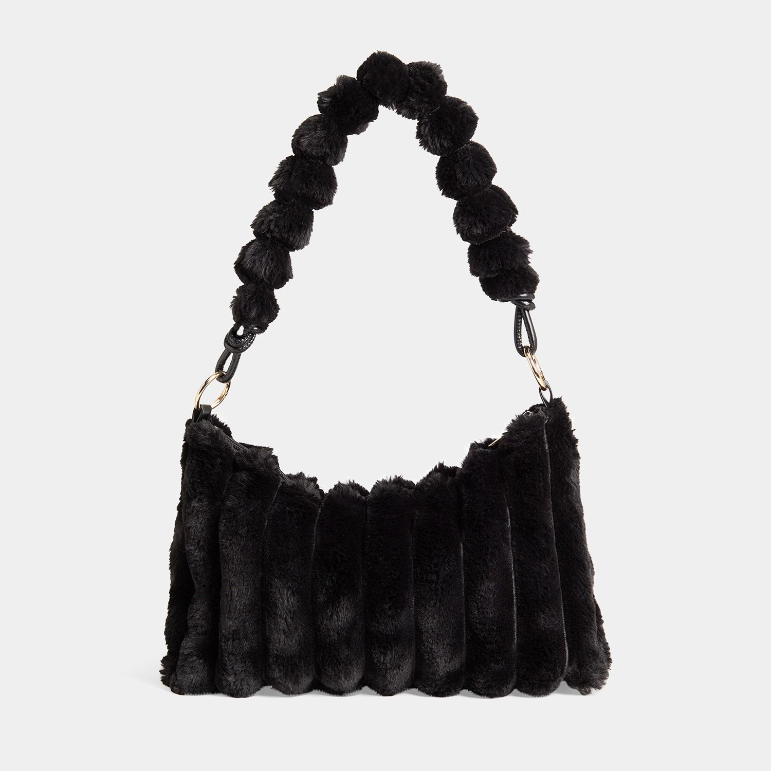 Elowen Faux Fur Shoulder Bag, Color: Black