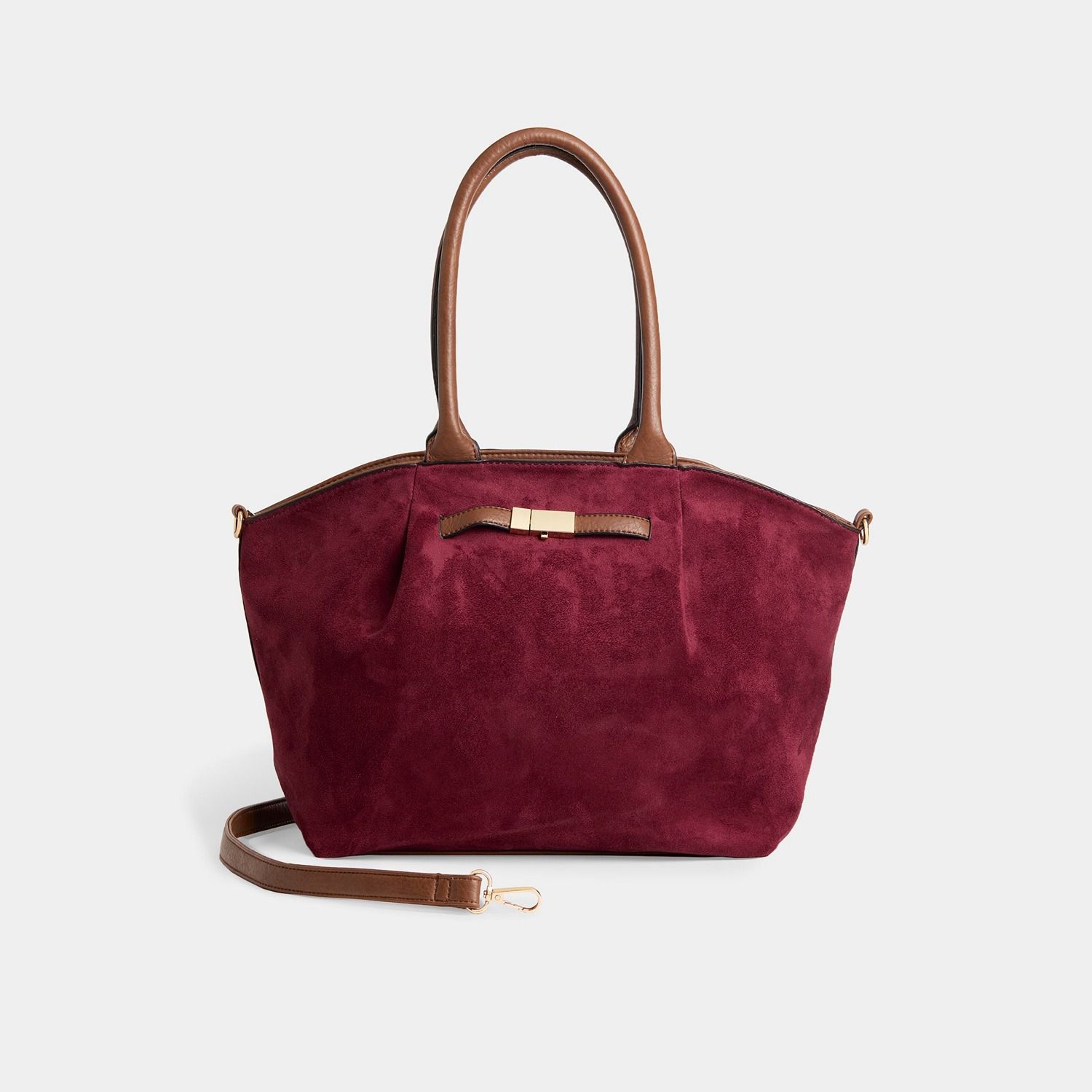 Zelina Faux Suede Tote + Crossbody, Style: Merlot