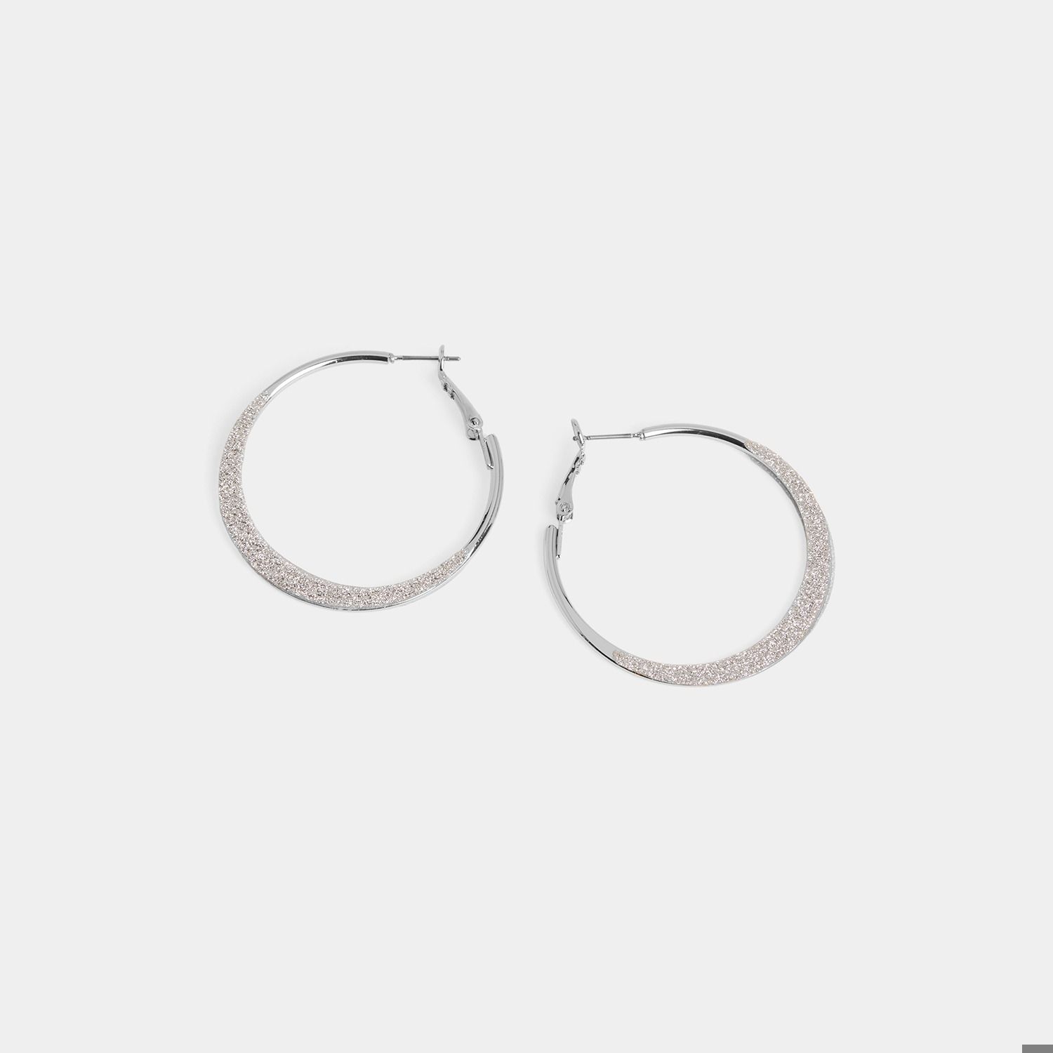 Whispers Sparkle Hoop Earrings, Color: Silver
