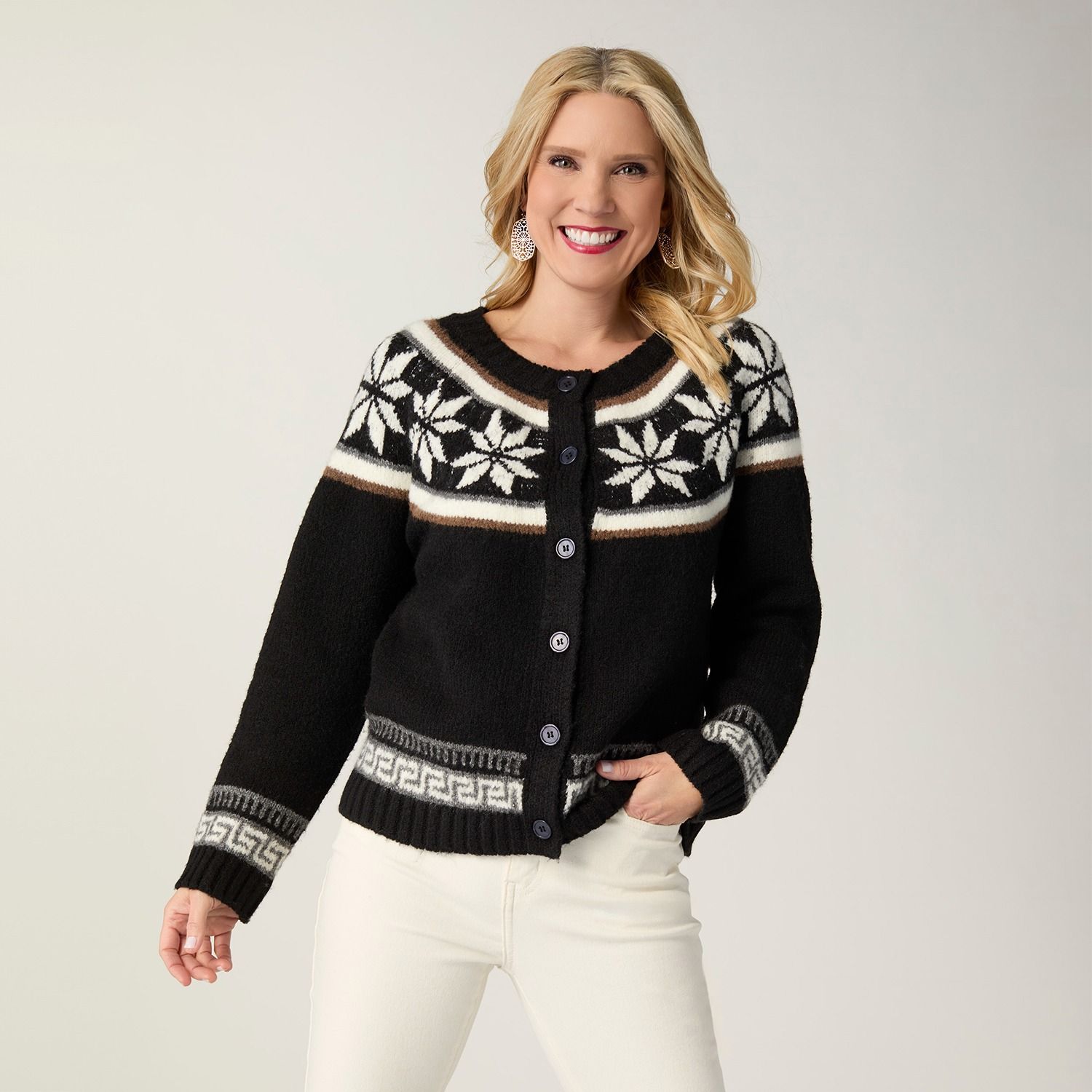 Poinsettia Isle Cardigan, Color: Black, Size: Small/Medium