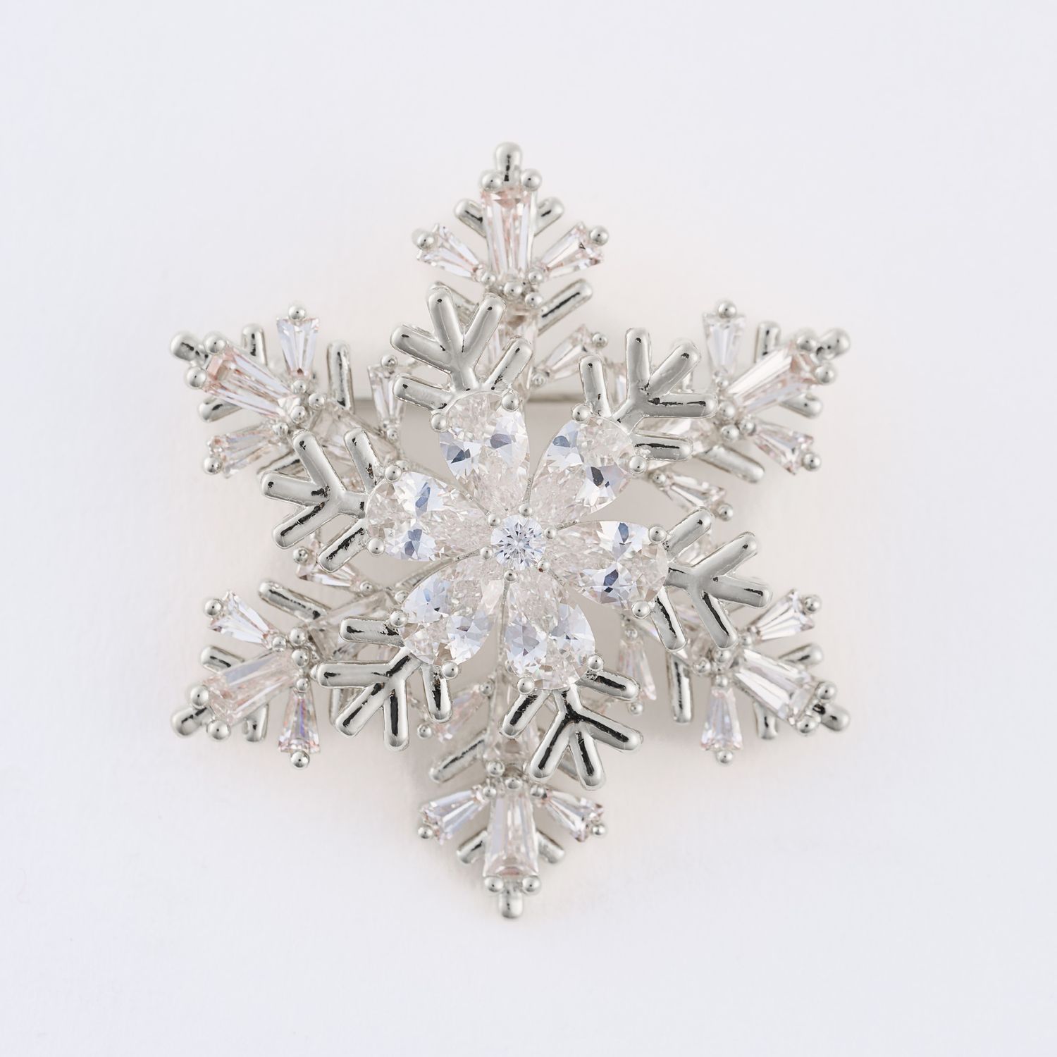 Holiday Spinning Snowflake Brooch Silver