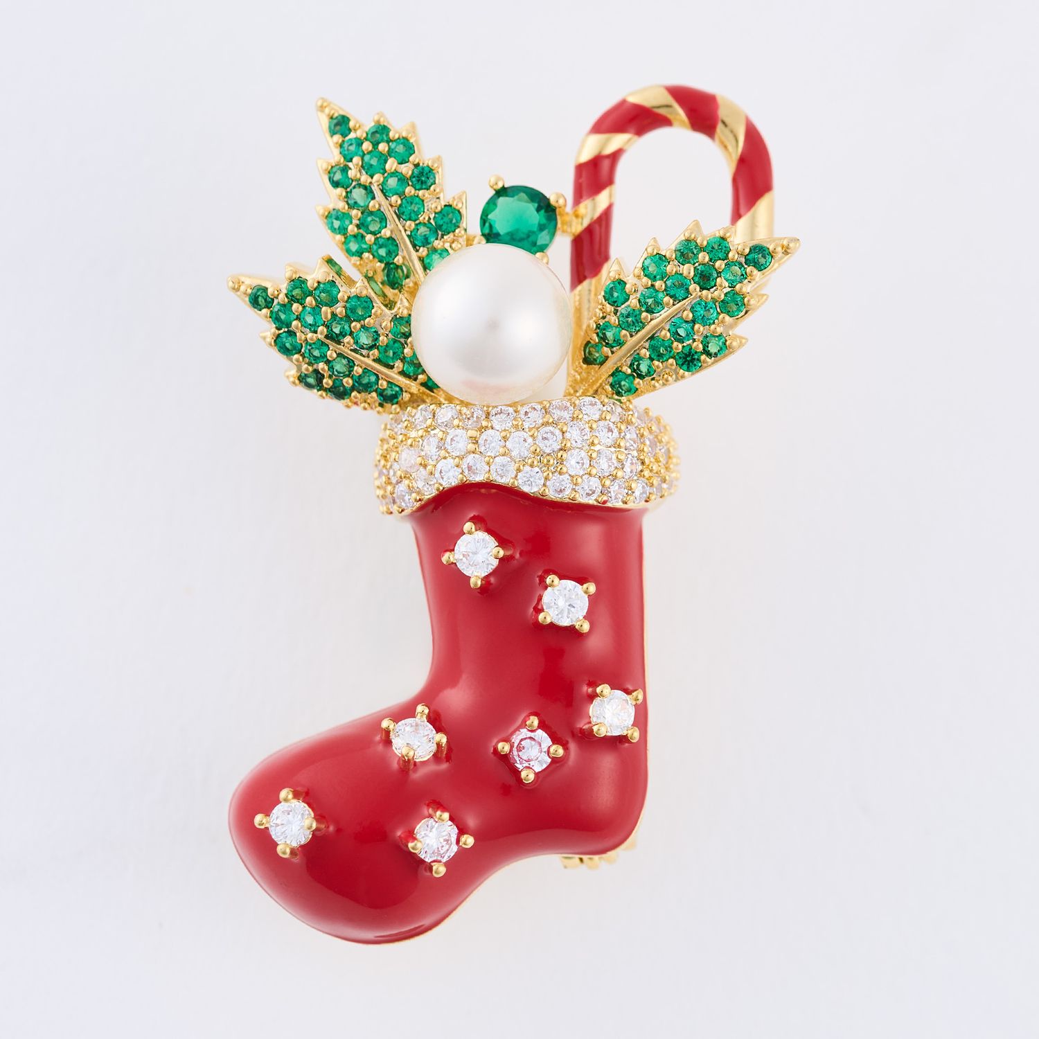 Holiday Stocking Brooch Multi