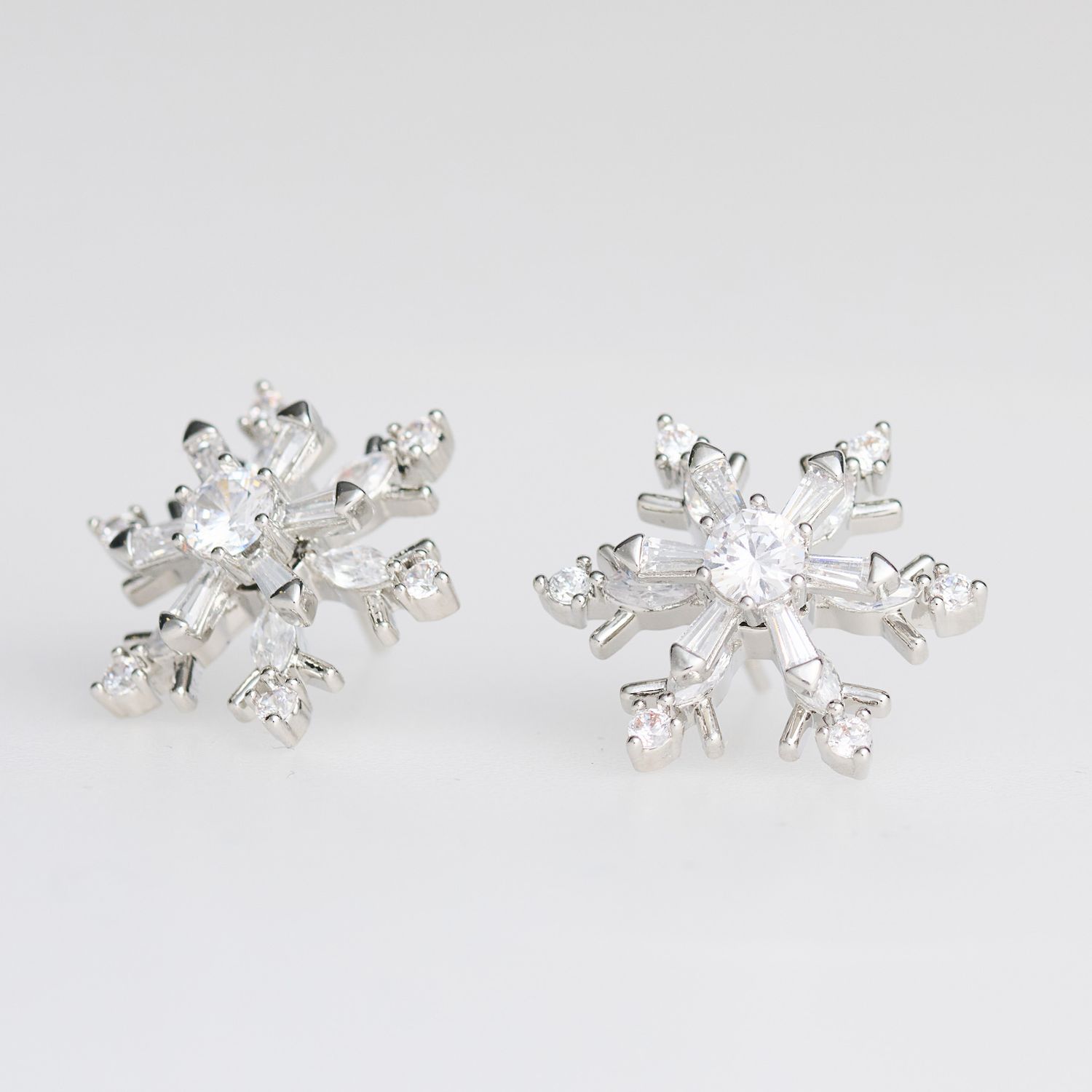 Holiday Spinning Snowflake Earrings Silver