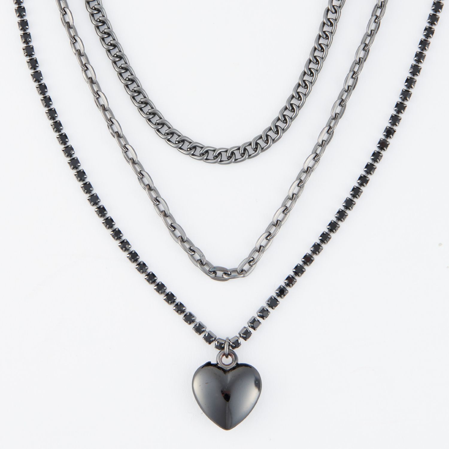 Avi Multi Row Heart Pendant Necklace
