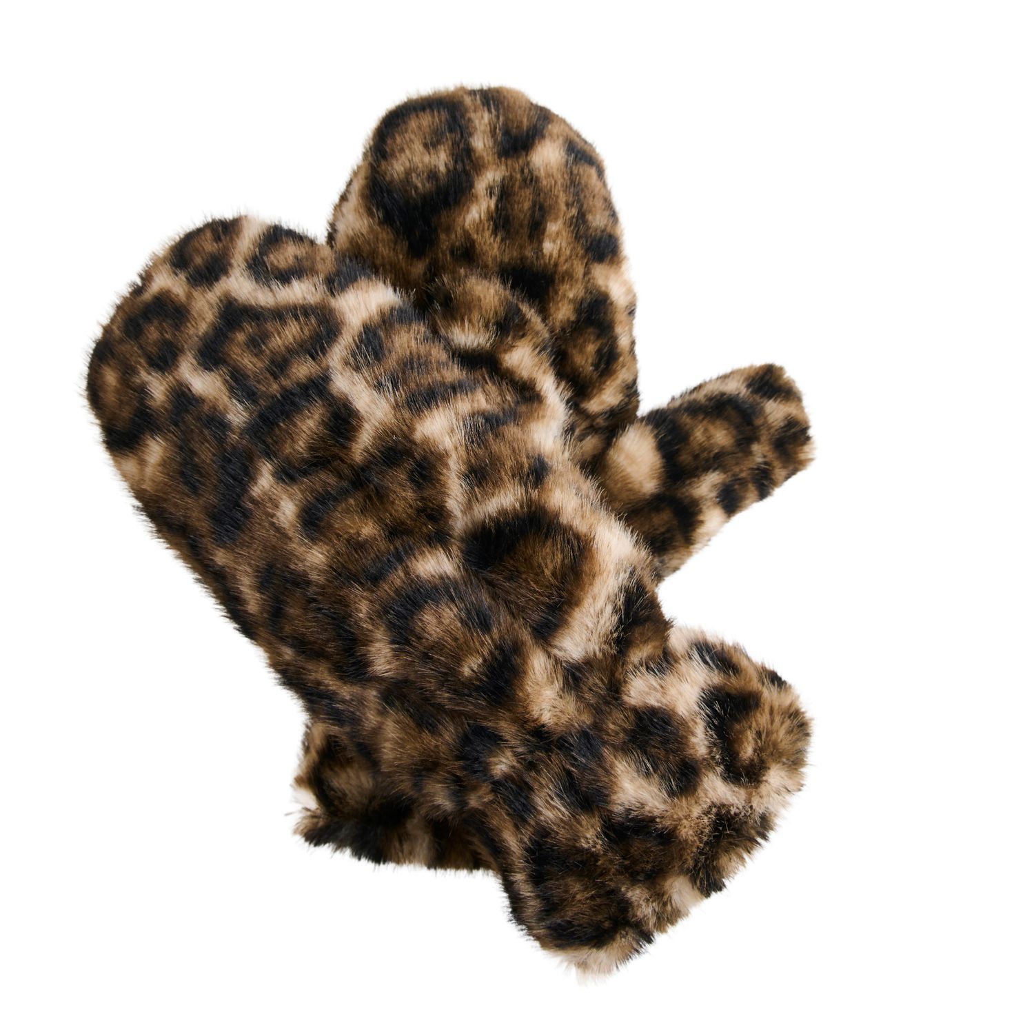 Roxy Leopard Print Faux Fur Mittens Os Brown Leopa, Color: Honey Leopard