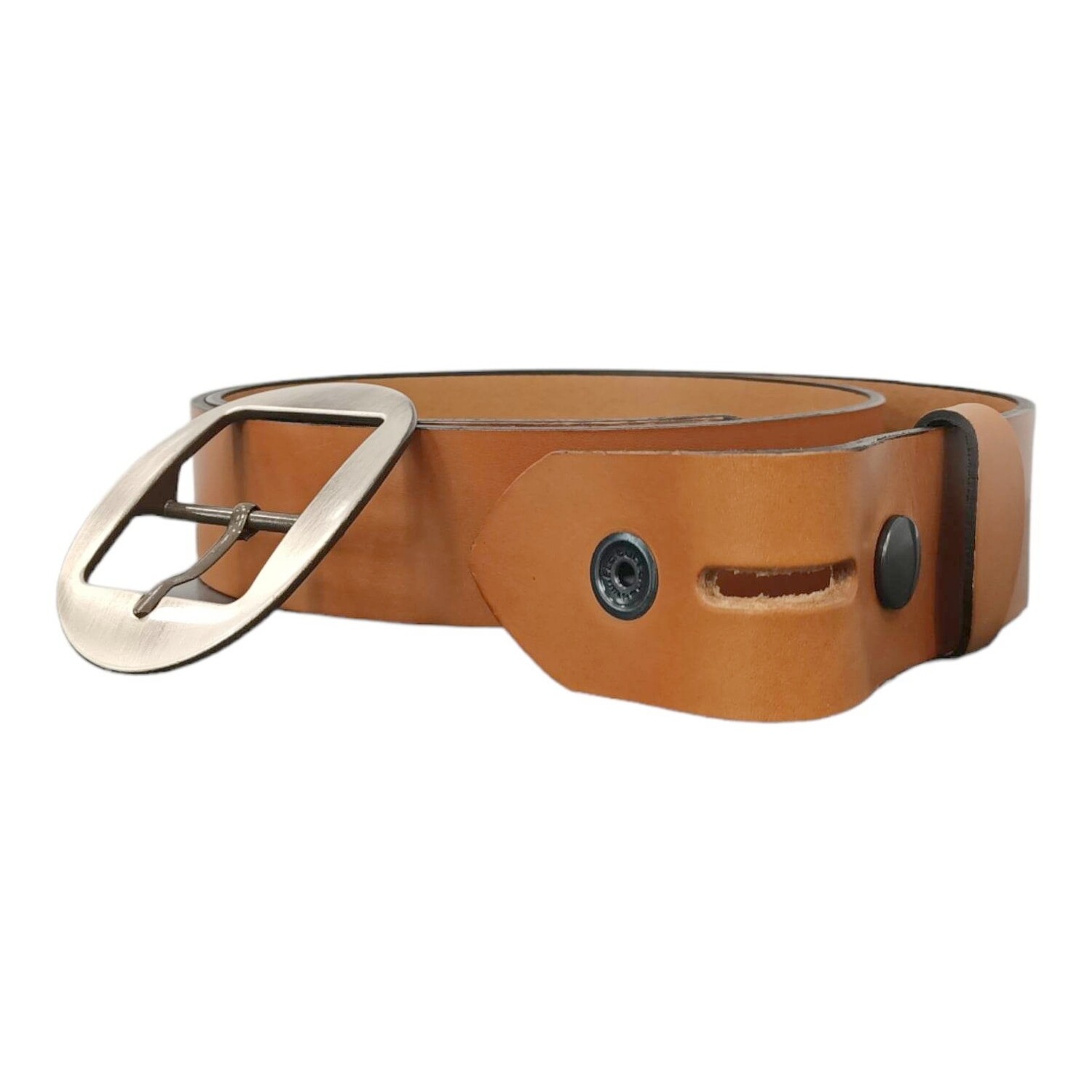 Ceinture En Cuir Noisette Largeur 4 Cm - Pour Taille Jusqu'à 38, Occasion Très Bon état