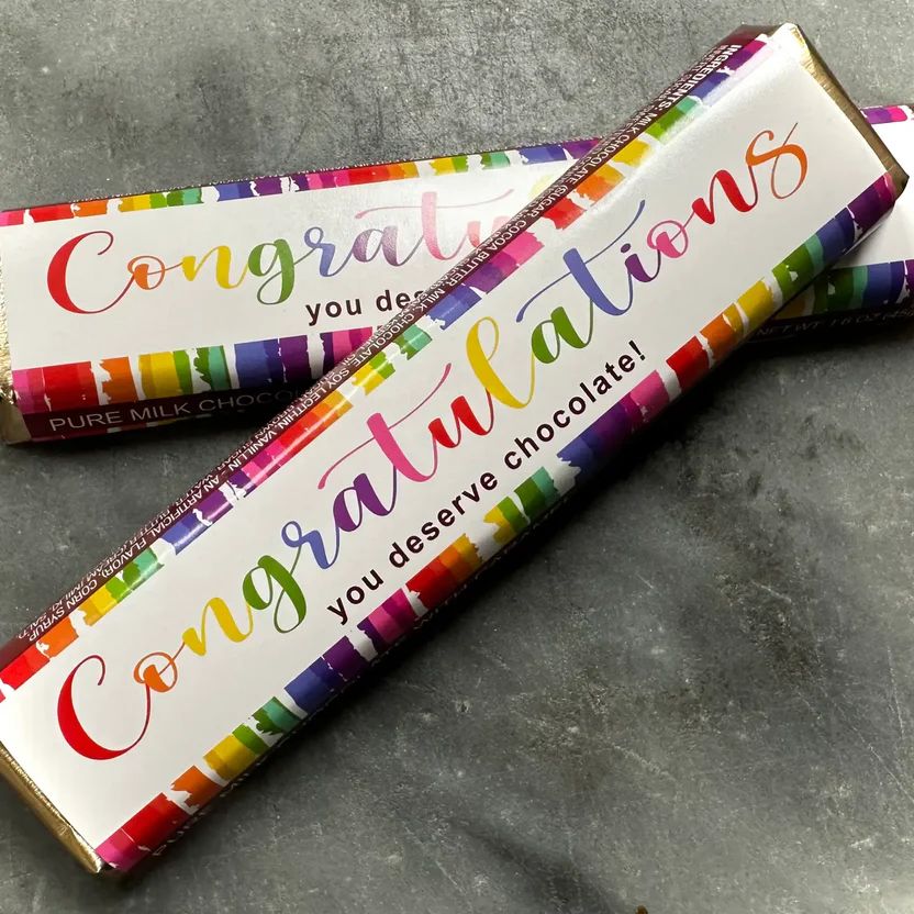 Chocolate Bar “Congratulations ?” Caramel W/Gold Wrapper