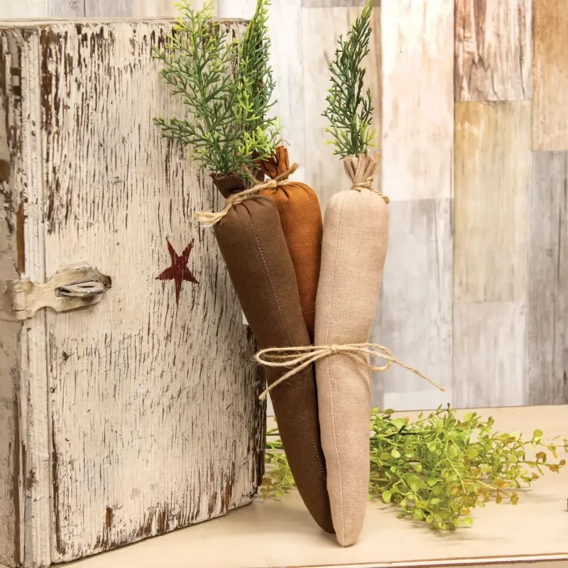 3/Set, Stuffed Earthtone Carrot Trio