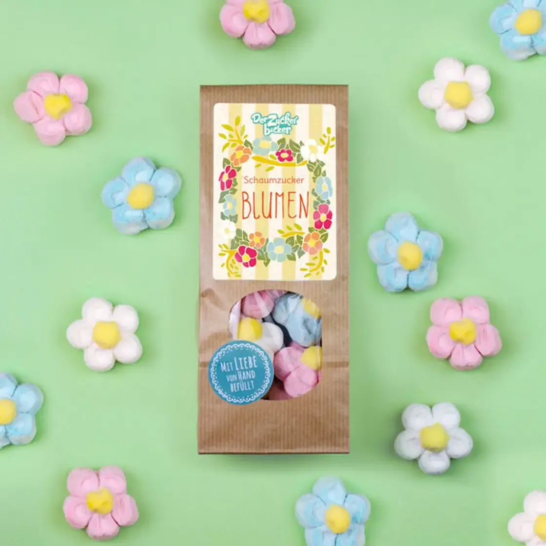 Lucky Bag of Sparkling Sugar Flowers Colorful Marshmallows