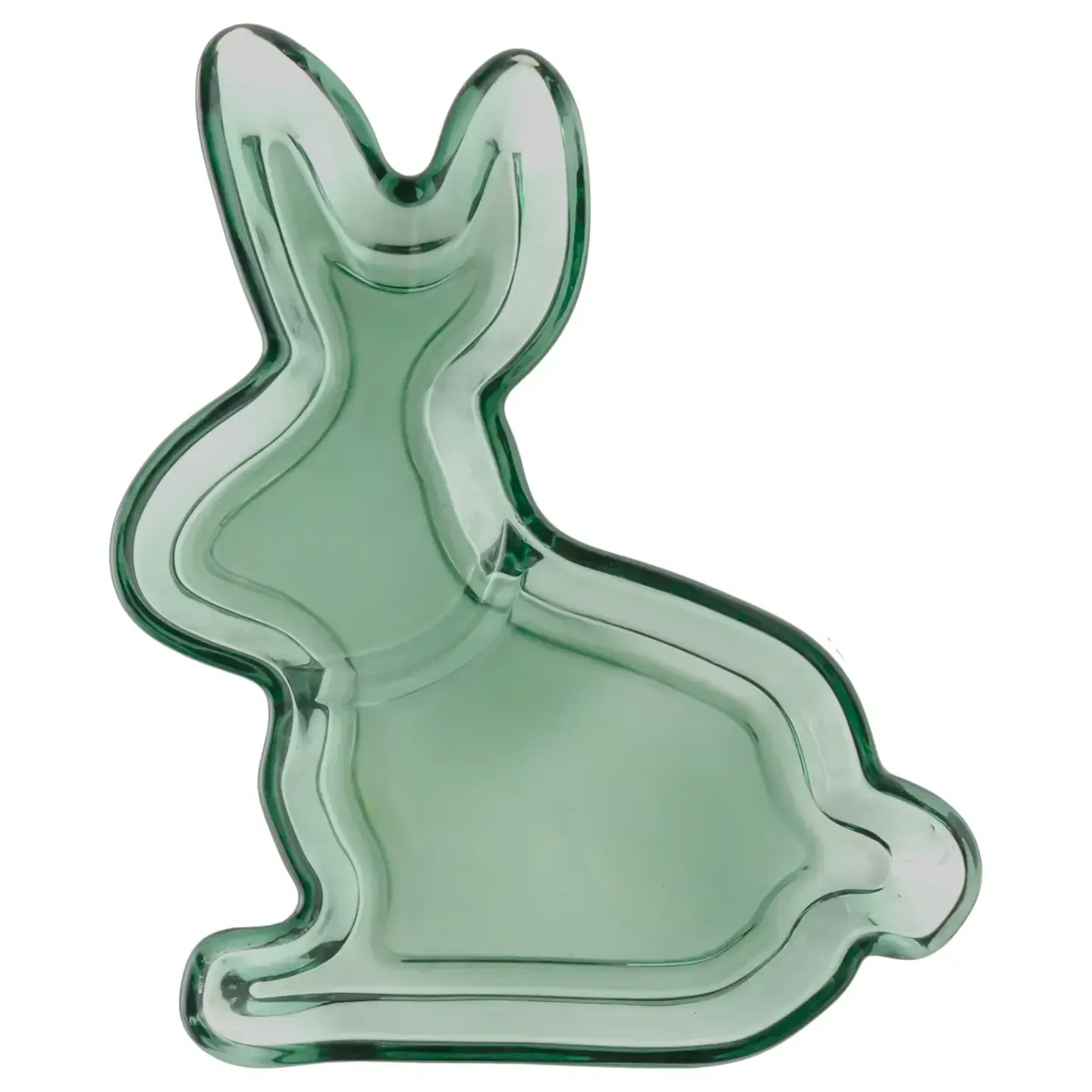 Long Green Glass Bunny Plate