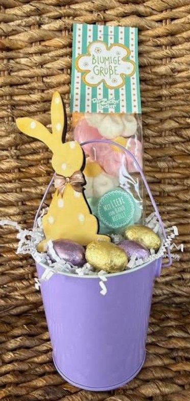 Spring Tin with Wooden Bunny