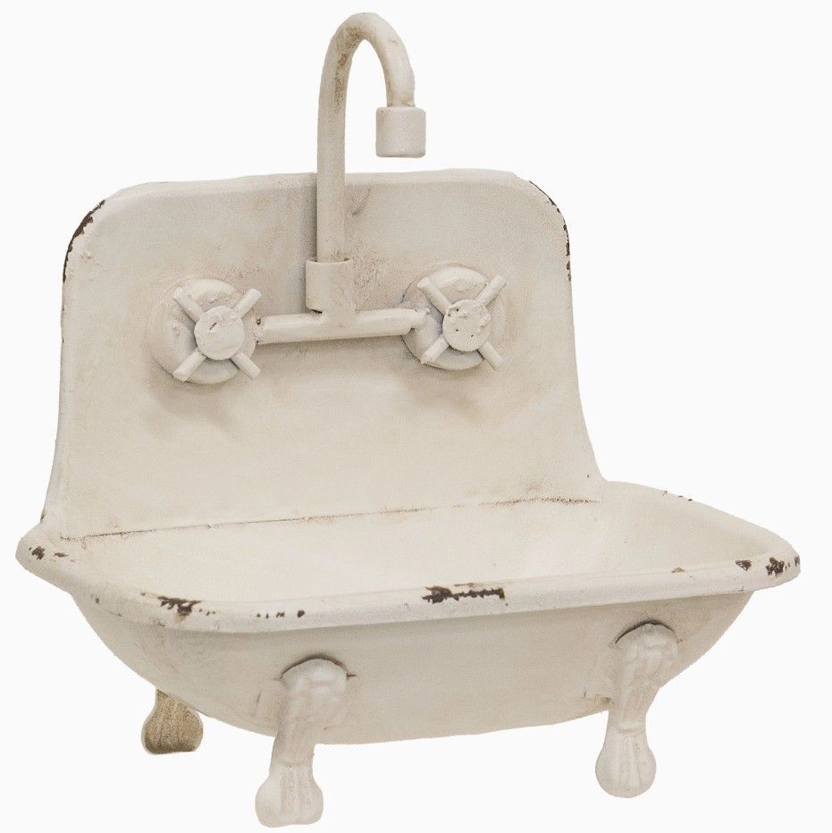 Distressed White Faucet Bathtub Soap Dish Distressed White Faucet Bathtub Soap Dish