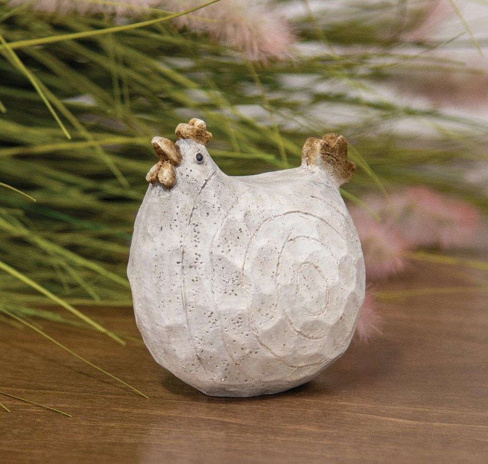 Carved Look Resin Chicken Sitter