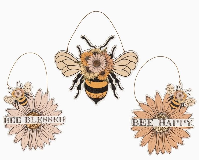 Blessed Bee Flower Ornaments - Set of 3