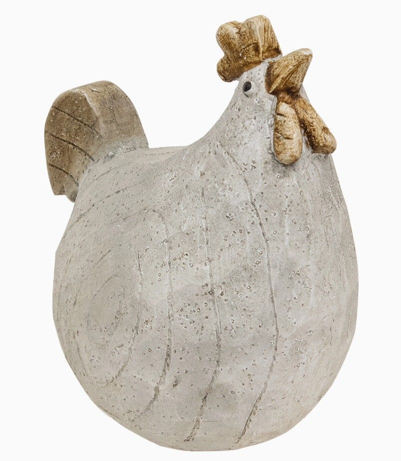 Carved Look Resin Looking Up Chicken Sitter