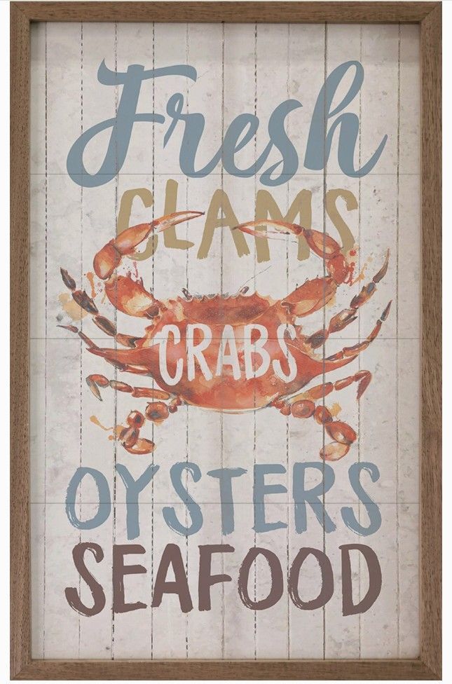 Fresh Seafood Crab Whitewash Sign Fresh Seafood Crab Whitewash Sign