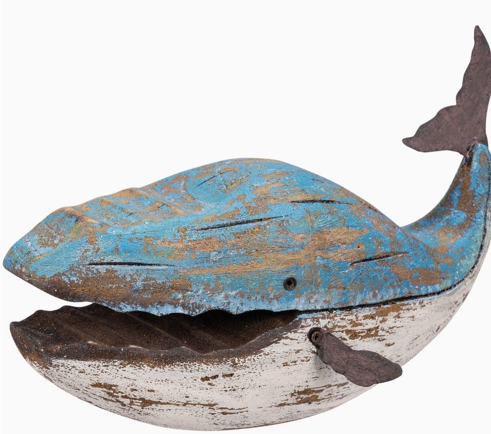 Wooden Blue Whale Sitter - Large