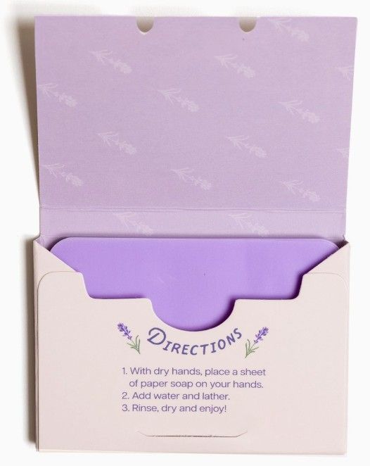 Paper Soap – Lavender Scent, Travel Size, 50 Sheets