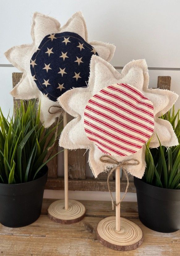 2pc. Rustic 4th of July Sunflower Set - Vintage