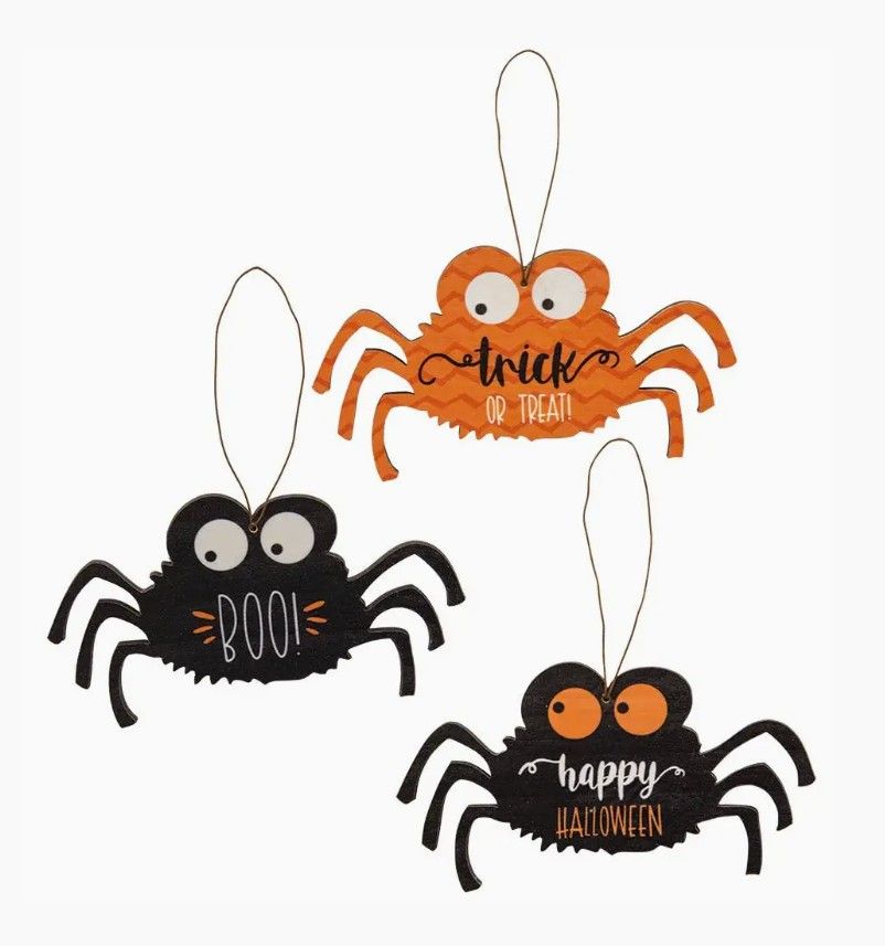 Spider Trick or Treat Wooden Ornament