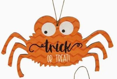 Spider Trick or Treat Wooden Ornament