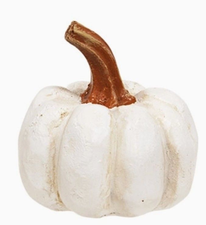 Resin Carved Look White Pumpkin