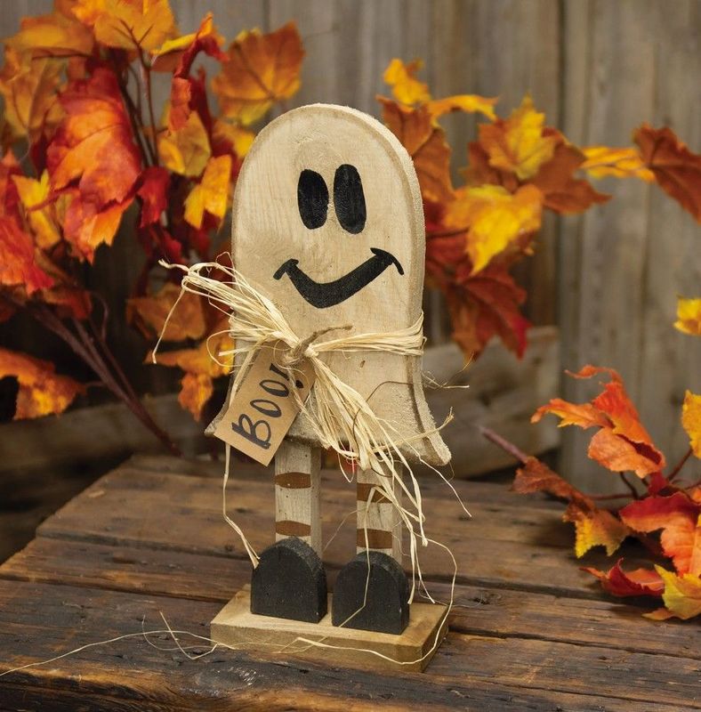 Rustic Wood Skinny Leg Baby Ghost On Base