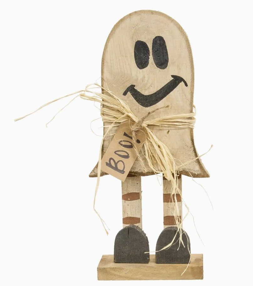 Rustic Wood Skinny Leg Baby Ghost On Base