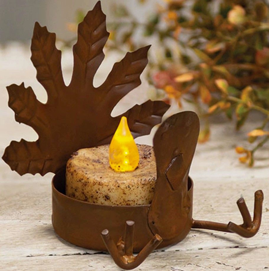 Fall Turkey Rusty Tealight Holder
