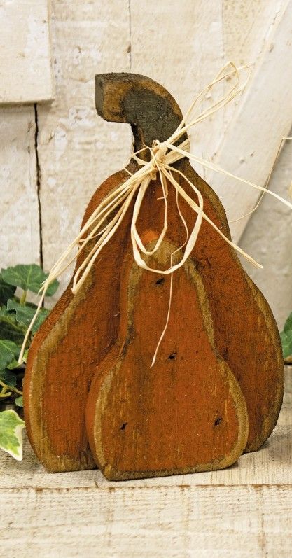 Rustic Wood Orange Layered Tall Pumpkin Sitter