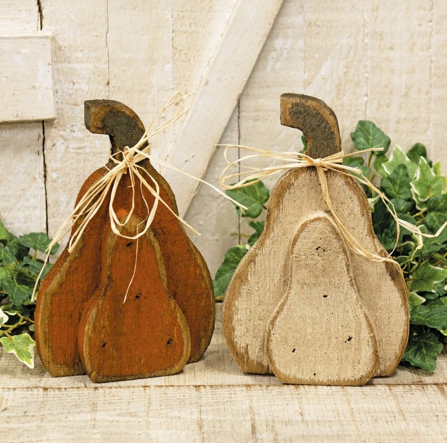 Rustic Wood Orange Layered Tall Pumpkin Sitter