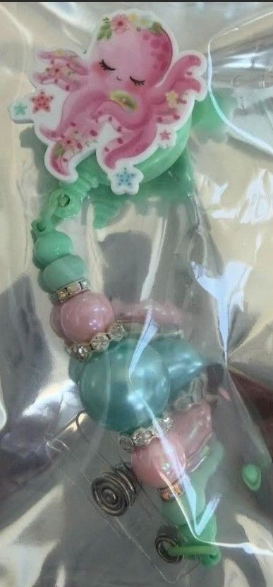 Sweet Pink Octopus Retractable Badge Reel