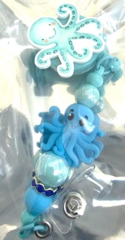 Blue Ocean Octopus Badge Reel