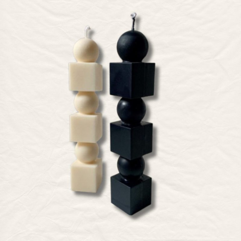 Geometric Tower Candle 8 x 1.5 in (1pcs)