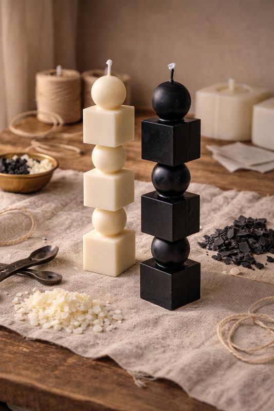 Geometric Tower Candle 8 x 1.5 in (1pcs)