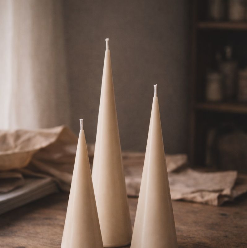 Cone Pillar Candle - Set of 3