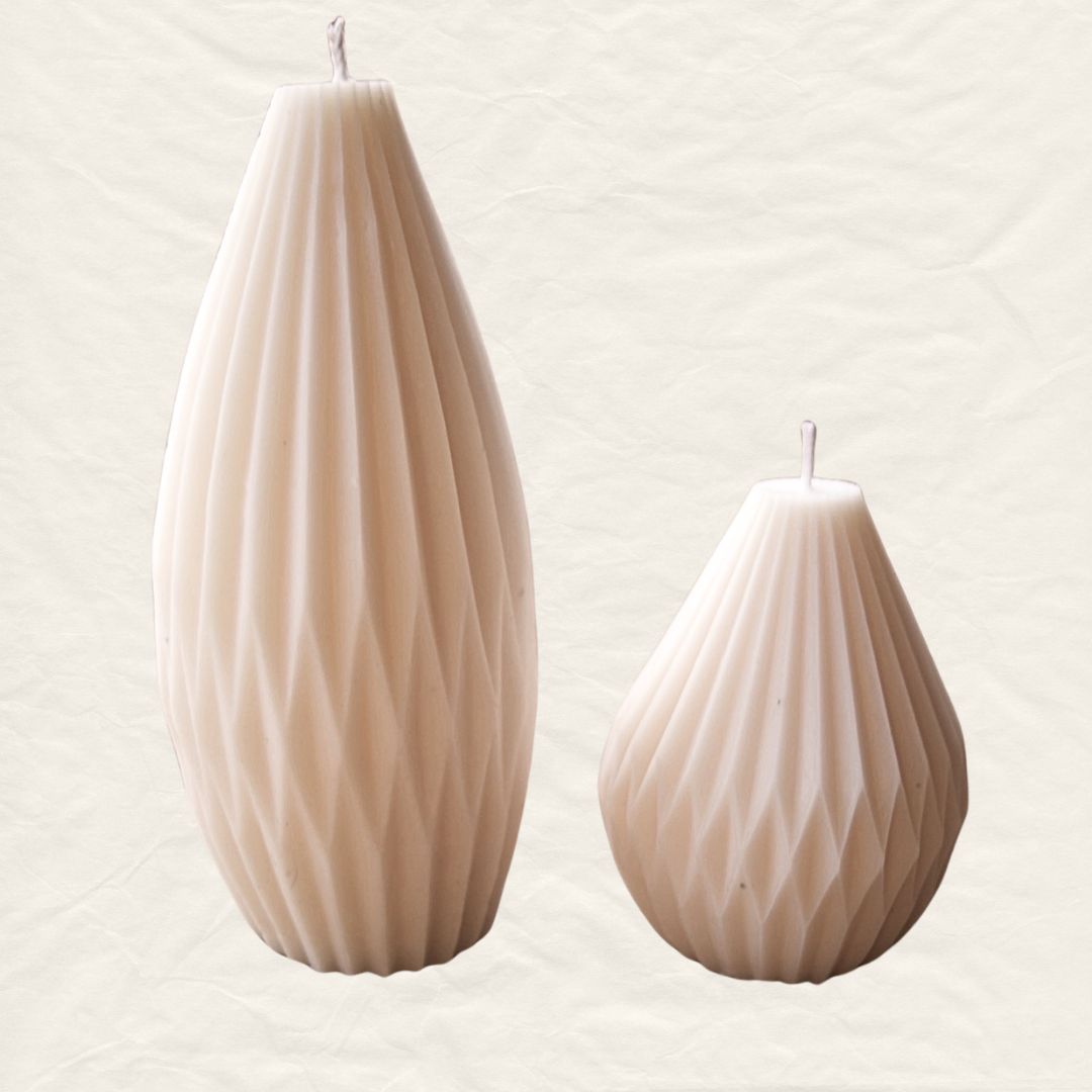 Faced Pillar Candle - Set of 2