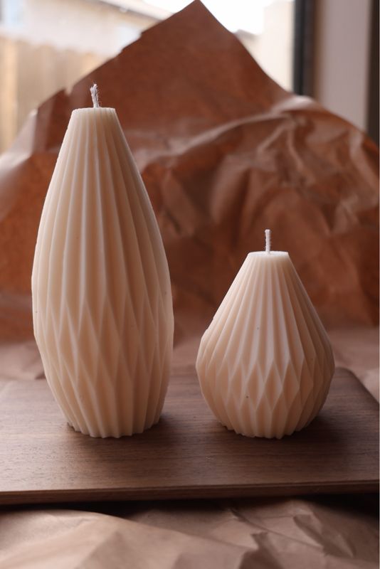 Faced Pillar Candle - Set of 2