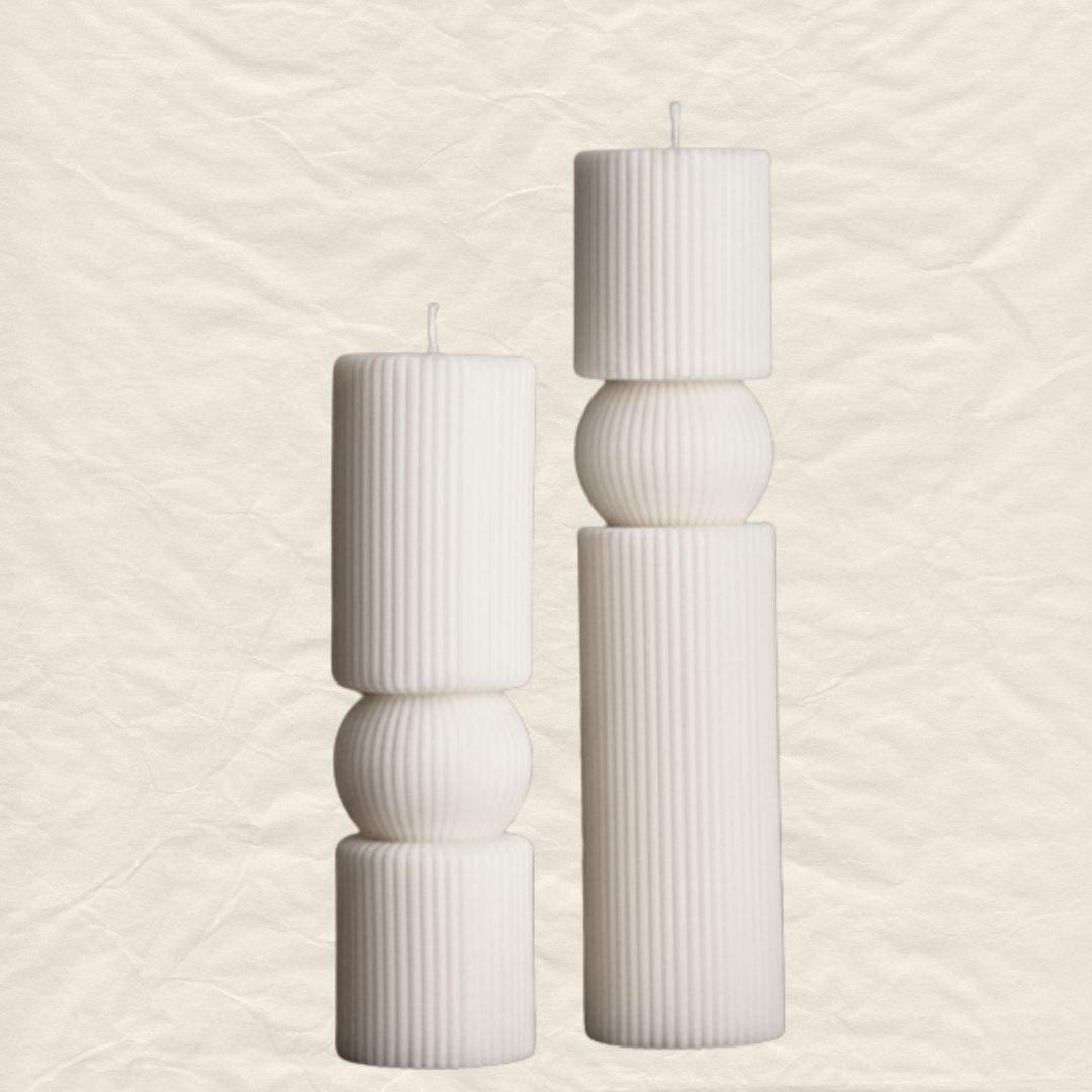 Geometric Pillar Candle  - Set of 2