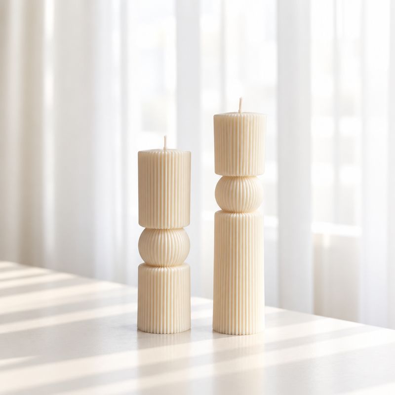 Geometric Pillar Candle  - Set of 2