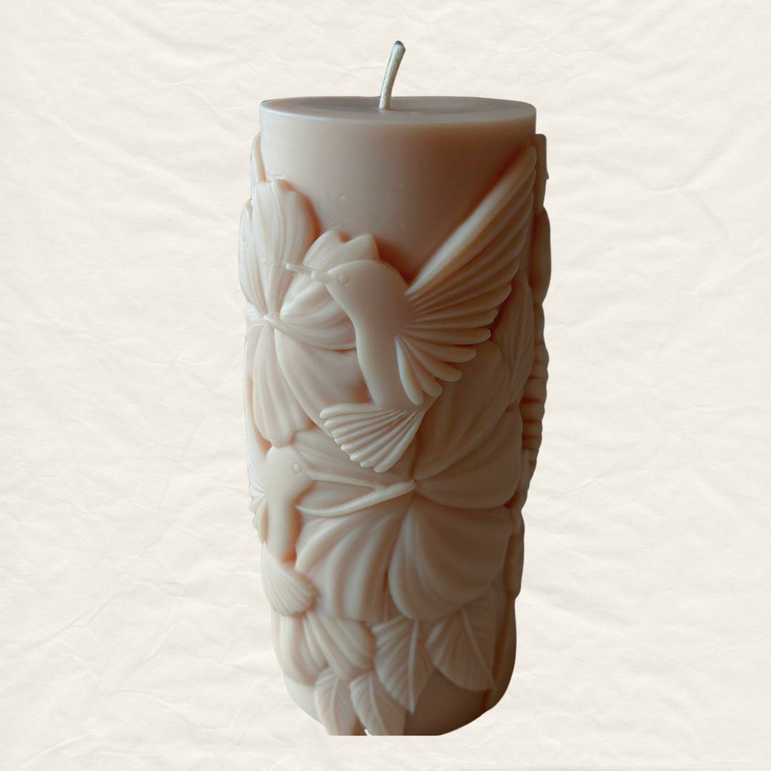 Hummingbird Pillar Candle - Gift for Birds Lover