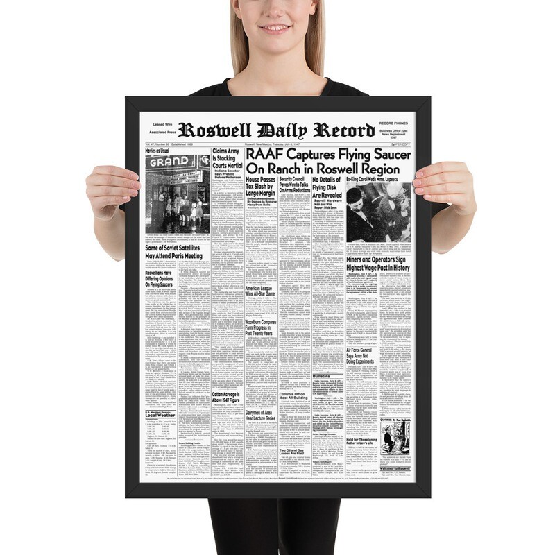 Roswell Daily Record® July 8, 1947 - Reprint Framed Poster