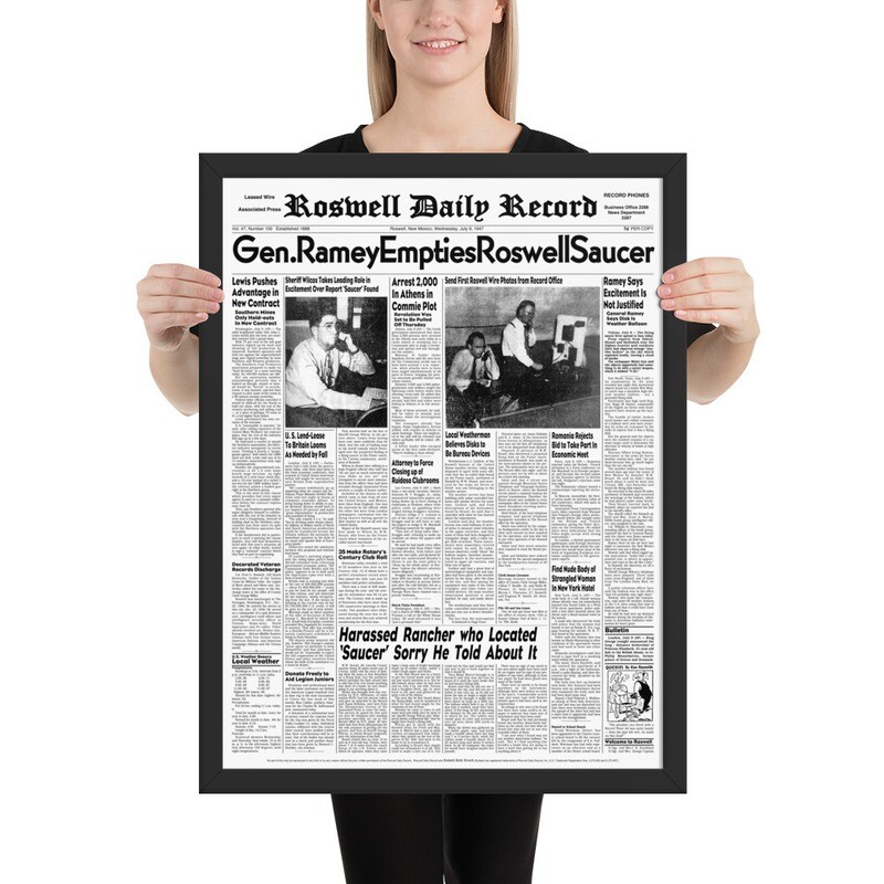 Roswell Daily Record® July 9, 1947 - Framed Poster