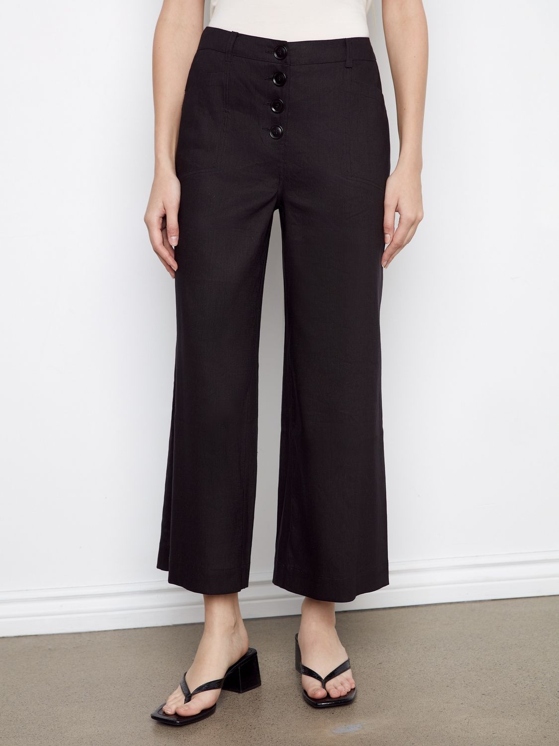 Pant Linen Wide leg Button Front
