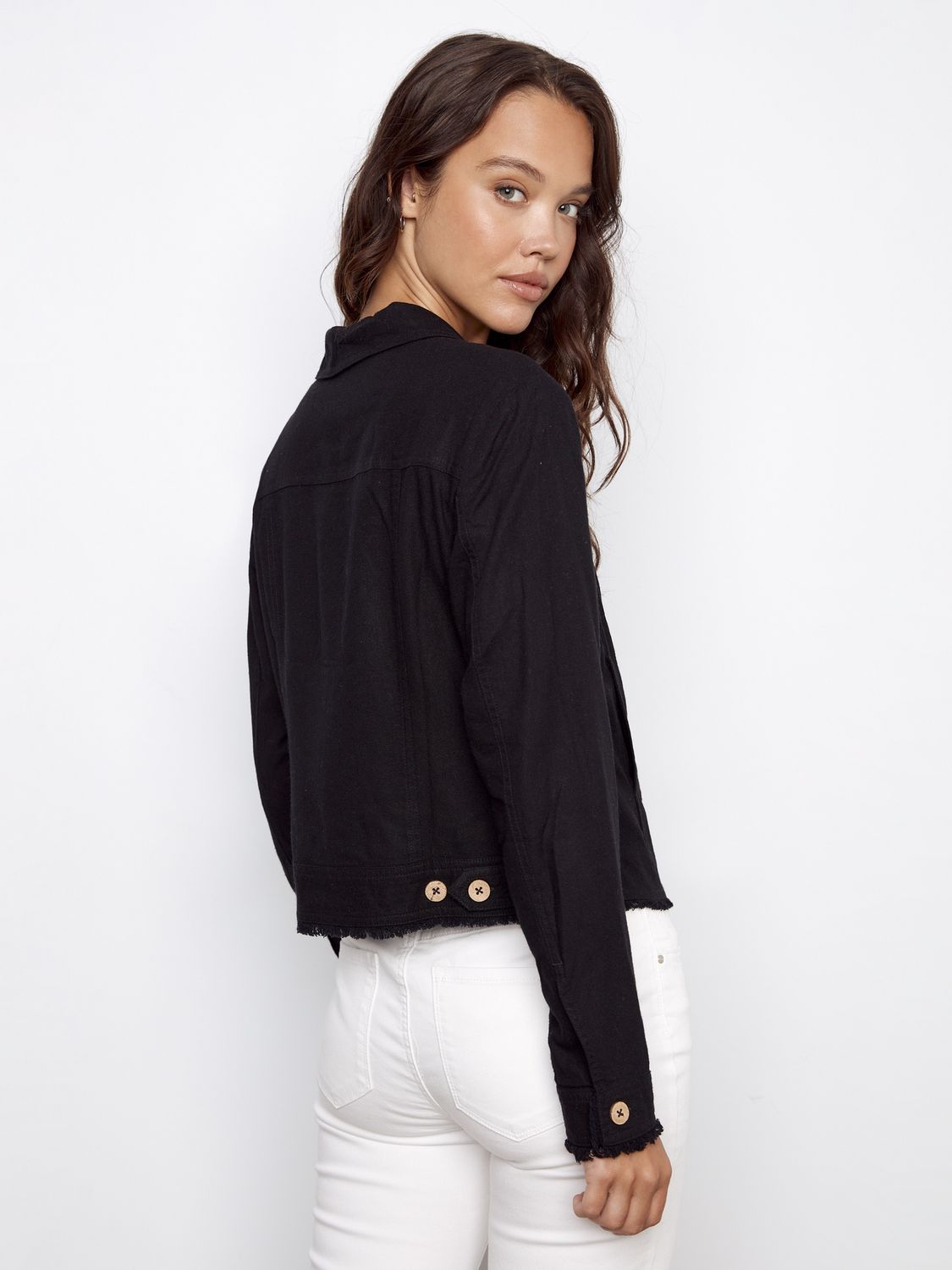 Jacket Linen with Frayed Hem