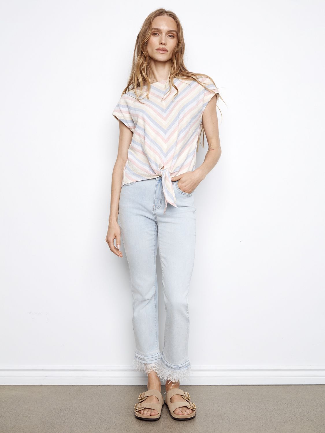 Blouse Linen Chevron Stripe