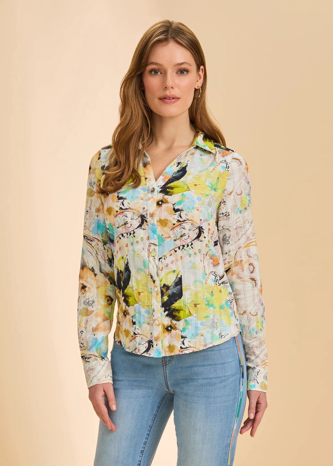 Blouse Button Front, Colour: Pacific Paisley, Size: M